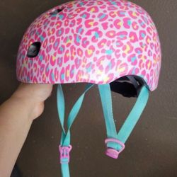 Girls Leopard Print Pink Cute Helmet Size M
