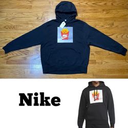 Nike Sportswear Waffle Fries Pullover Hoodie Black Men's Sz XL New!