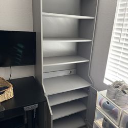 Matching Gray Storage Set – Bookshelf + 3-Drawer Dresser