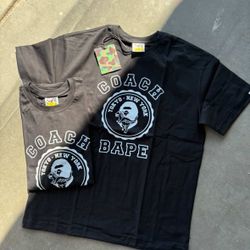 black bape x coach collab shirt 