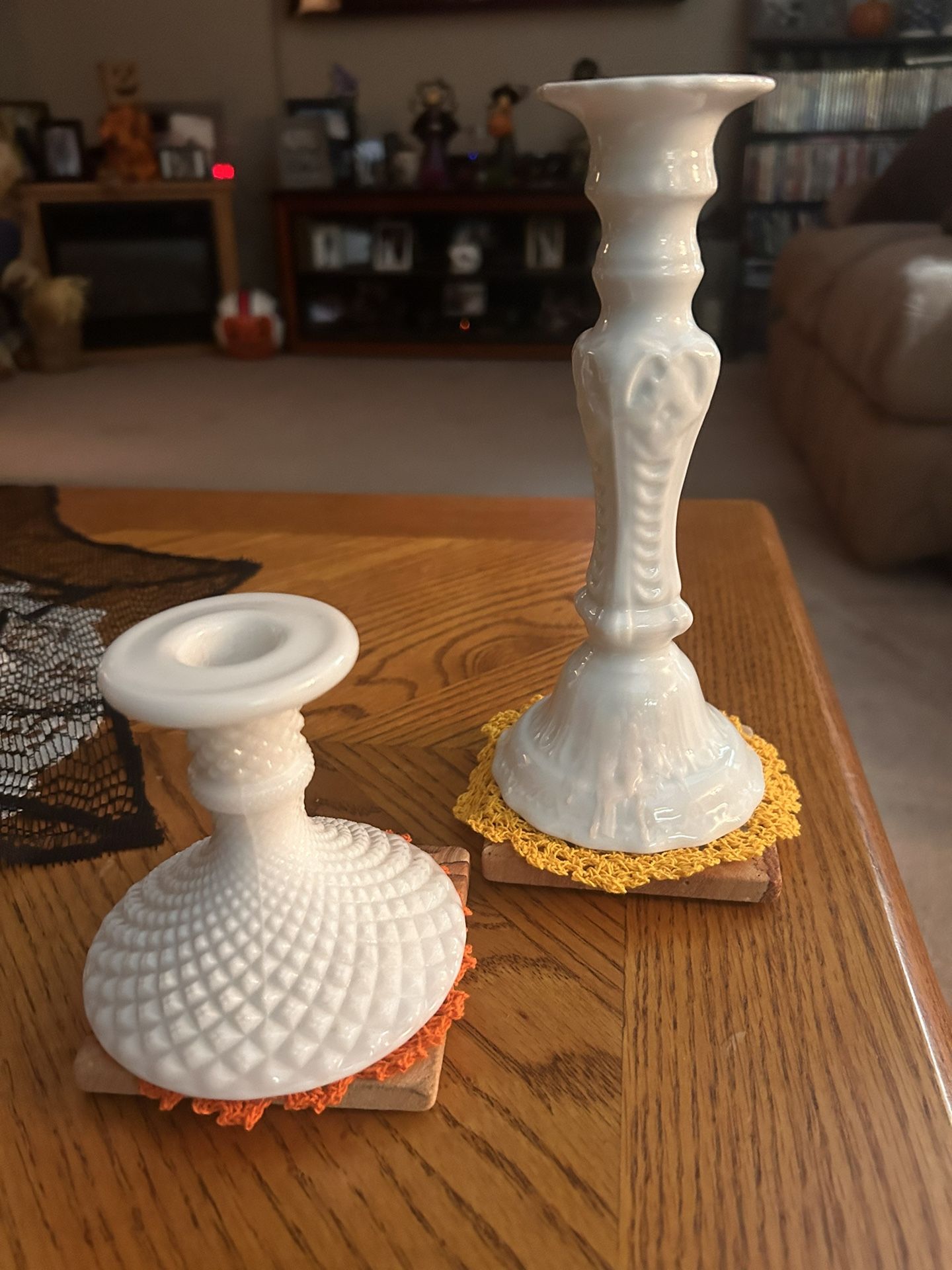Vintage Milk Glass Westmoreland Hobnail Candle Stick Candle Holder England