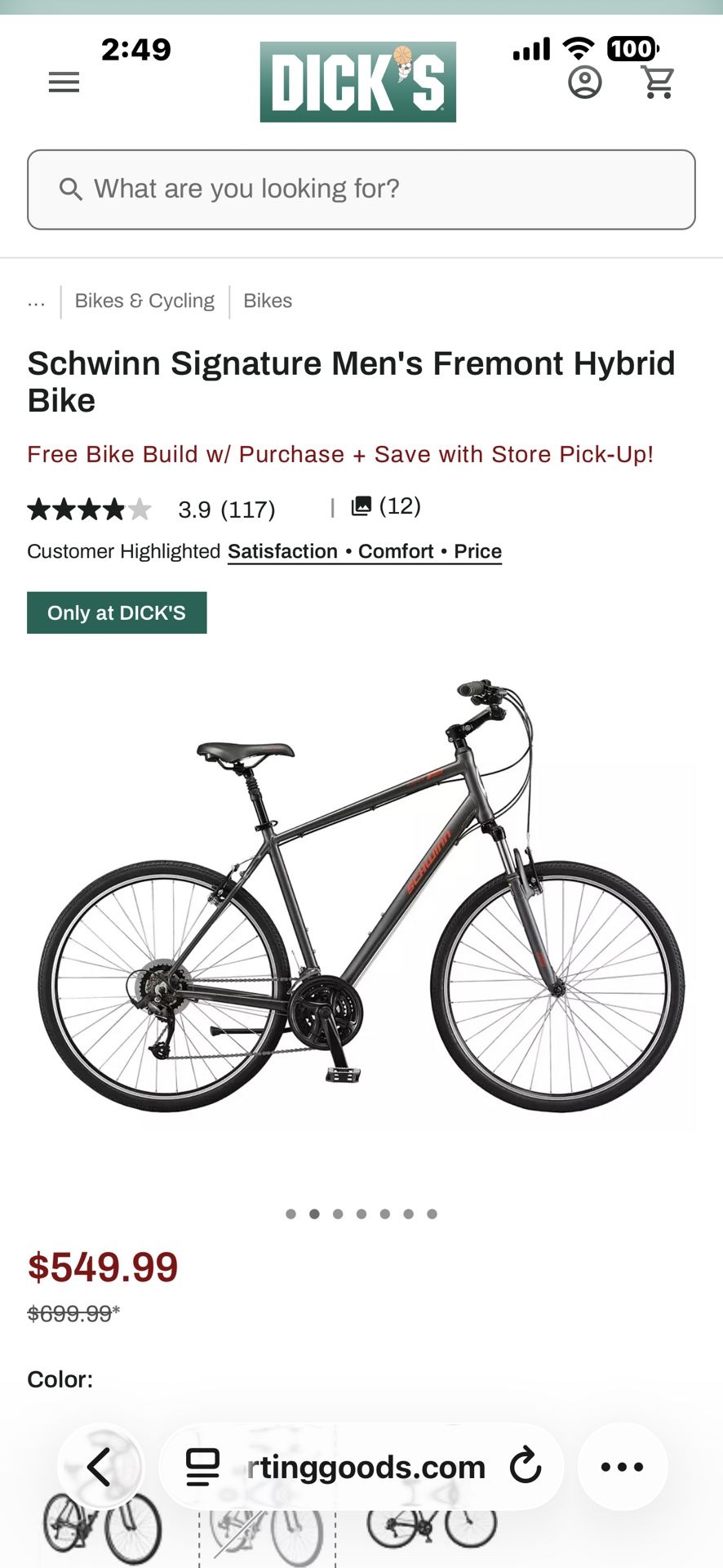 Schwinn Signature Men's Fremont Hybrid Aluminum Framed Bike.