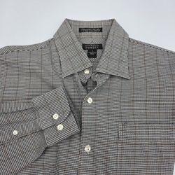 Harold Powell Mens Casual Long Sleeve Botton Up Houndstooth Dress Shirt Medium 