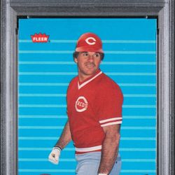 1986 Fleer Future Hall of Famers Pete Rose #1 baseball card, graded EX-MT 6 by PSA. 