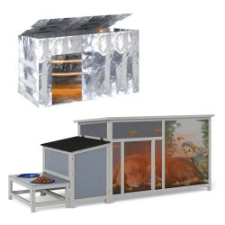 Coziwow 59''L Warm Dog House with Feeding Bow