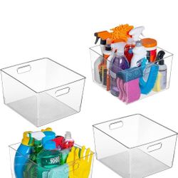 ClearSpace Clear Plastic Storage Bins – XL 4 Pack Perfect for Kitchen,Fridge, Pantry Organization, Cabinet Organizers