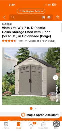 Suncast  Vista 7 ft. W x 7 ft. D Plastic Resin Storage Shed