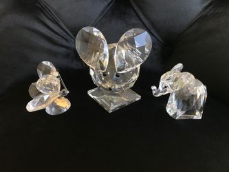 Swarovski Crystal Animal Figurine Set - Mouse, Elephant, Butterfly