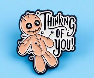 Brand New “Thinking of You” Voodoo Doll Enamel Pin
