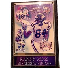 
Vintage Randy Moss Minnesota Vikings 1998 First Round Draft Pick Plaque - Skol Vikings! 