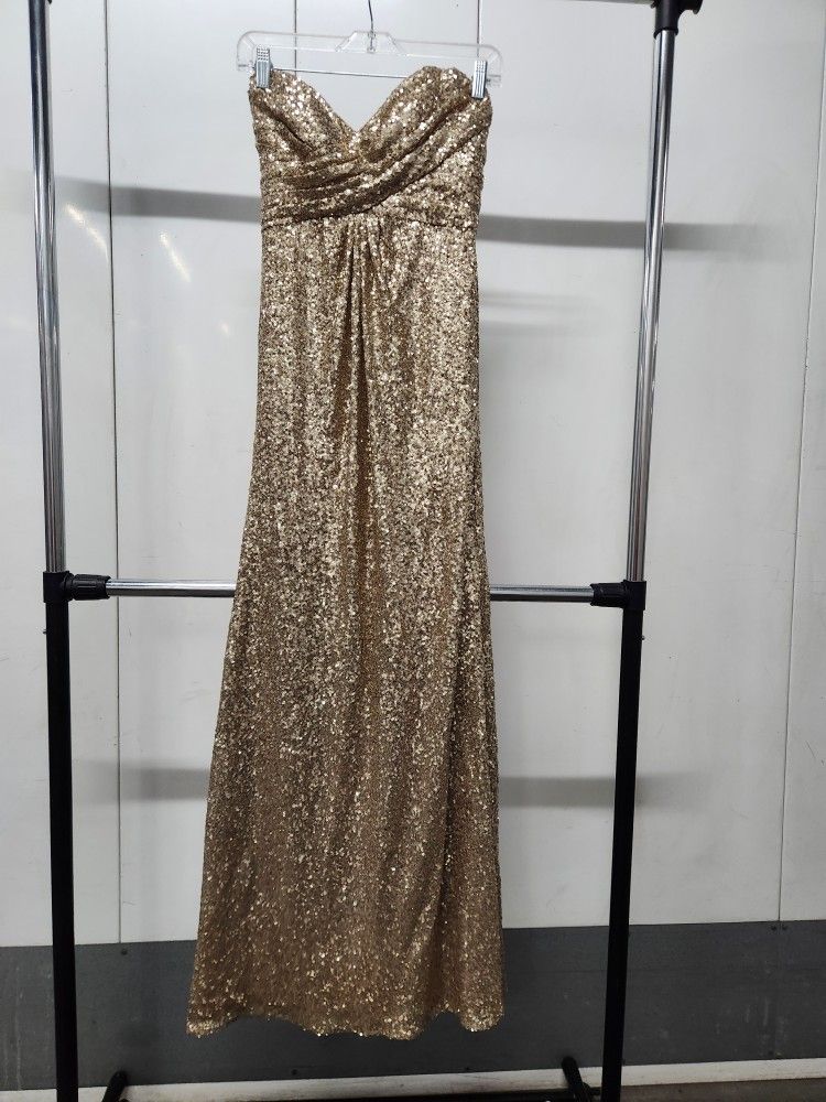 Alfred Angelo Gold Sequin Strapless Dress