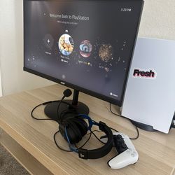 Ps5 With Acer 27” Monitor And Headphones Hyper X