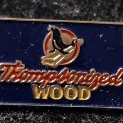 Thompsonized Wood Advertising company logo enamel Vintage Collectible Lapel Pin 
