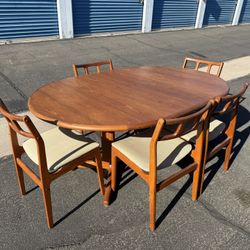 Vintage Danish Teak Dining Room Table and Chair Set