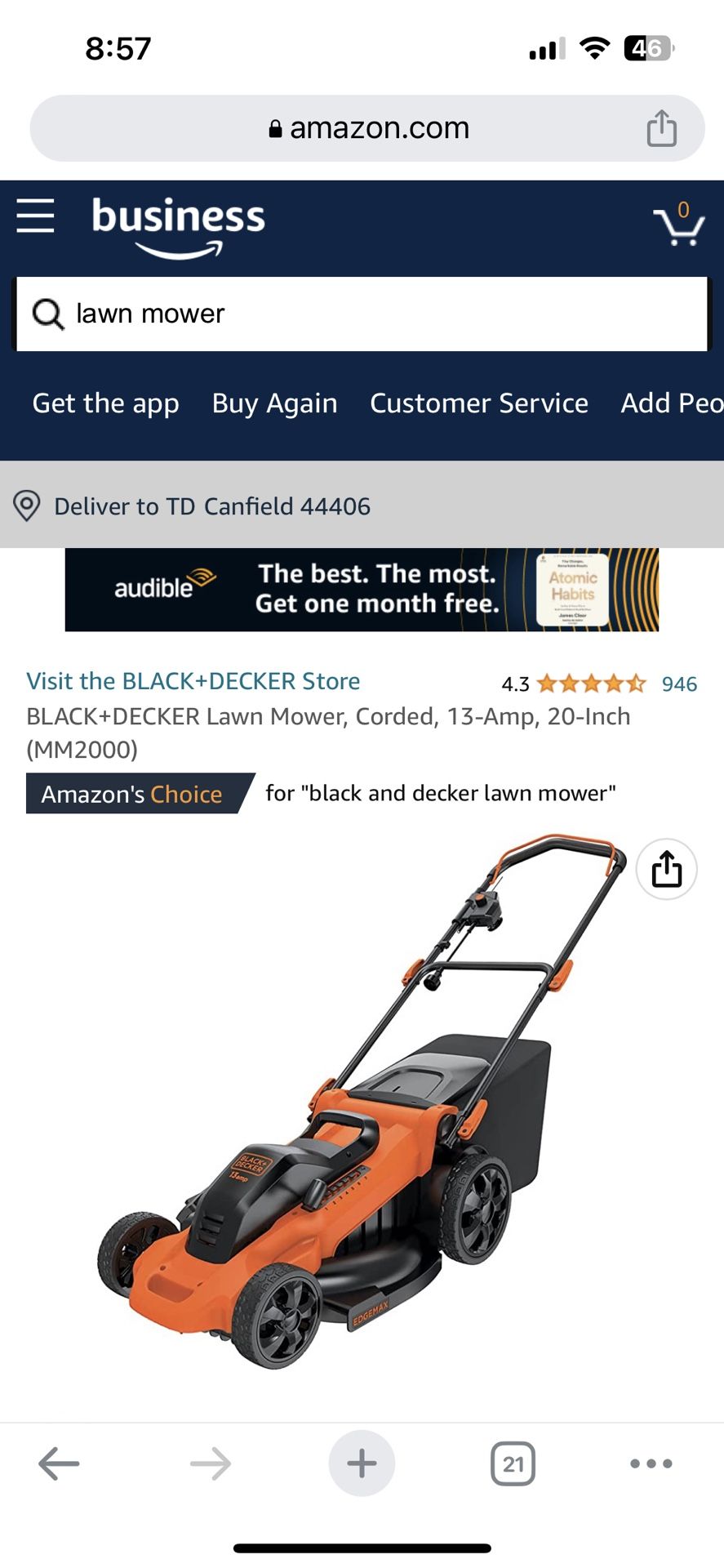 Black & Decker New Electric Lawnmower 