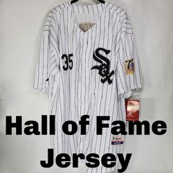 New Frank Thomas Men's 3XL 2014 Hall Of Fame Pinstripe Home Jersey 75 Year Patch  Size 56