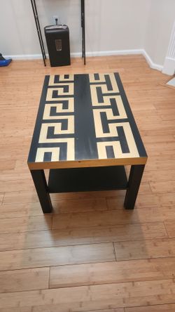Black and Gold Greek Key Pattern Coffee Table