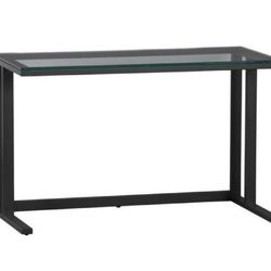 Crate & Barrel Grey metal and glass desk 
