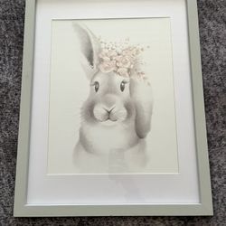 Cute Bunny Wall Framed Art Decor 24” X 18.5”