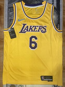 LeBron James Lakers Nike Yellow 75th anniversary Lakers Jersey #6