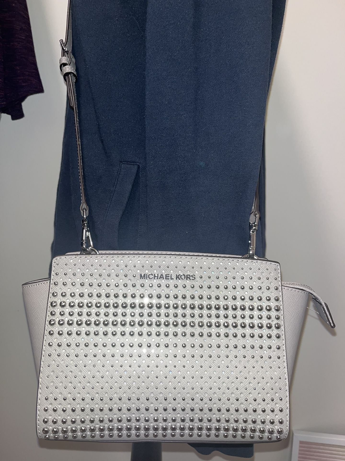 Michael Kors Studded Selma Grey Crossbody