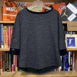 CHARTER CLUB-women’s gray 3/4 sleeve tunic fleece sweatshirt