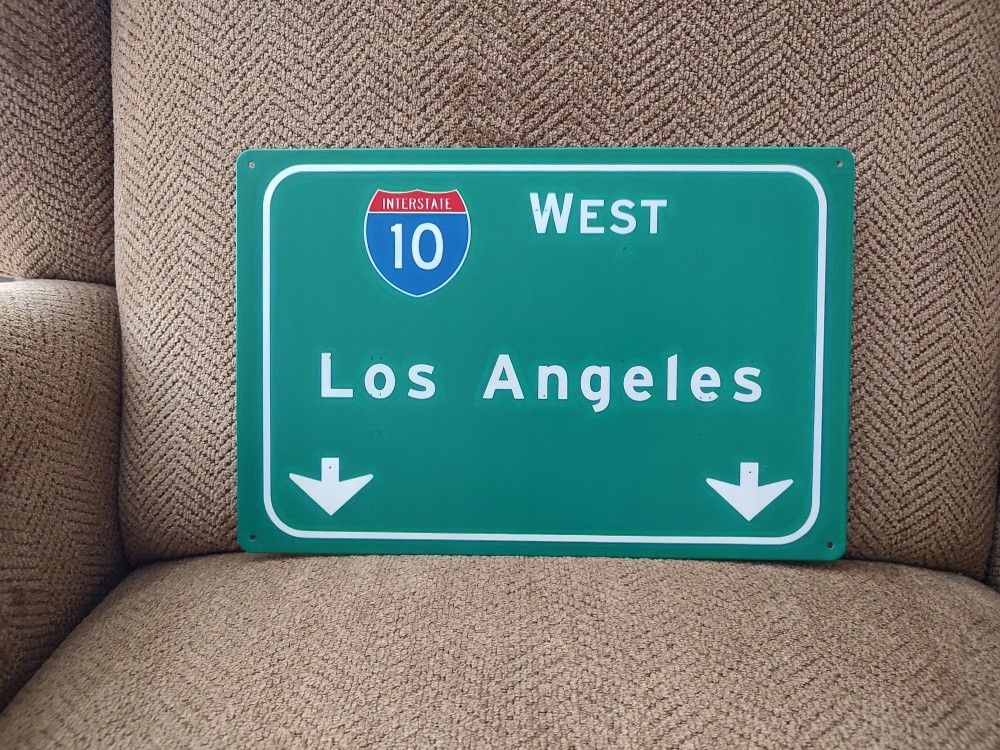 LOS ANGELES METAL SIGN. 12" X 8". NEW. PICKUP ONLY.