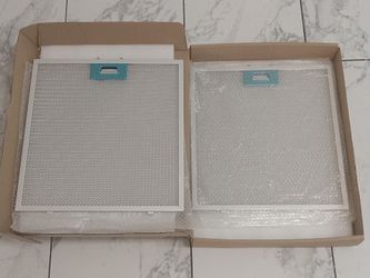 KITCHEN HOOD FILTERS: NEW PAIR OF ALUMINUM HOOD FILTERS, DUCT PIPE