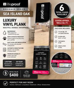 LifeProof Designer Series Sea Island Oak Luxury Vinyl Plank Flooring – 6 Cases Available