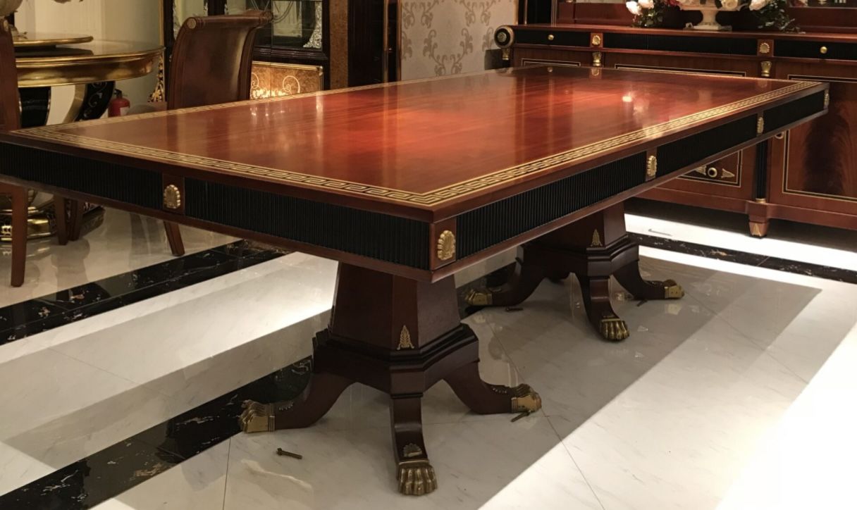 Elegant Greek-Italian Neoclassical Pure Mahogany Dining Set