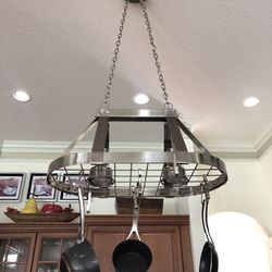 Ceiling Pot Rack Holder w/Lights