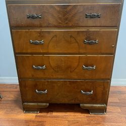 Art Deco Wooden Chest with 4 Drawers
