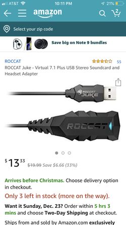 ROCCAT Juke - Virtual 7.1 Plus USB Stereo Soundcard and Headset Adapter