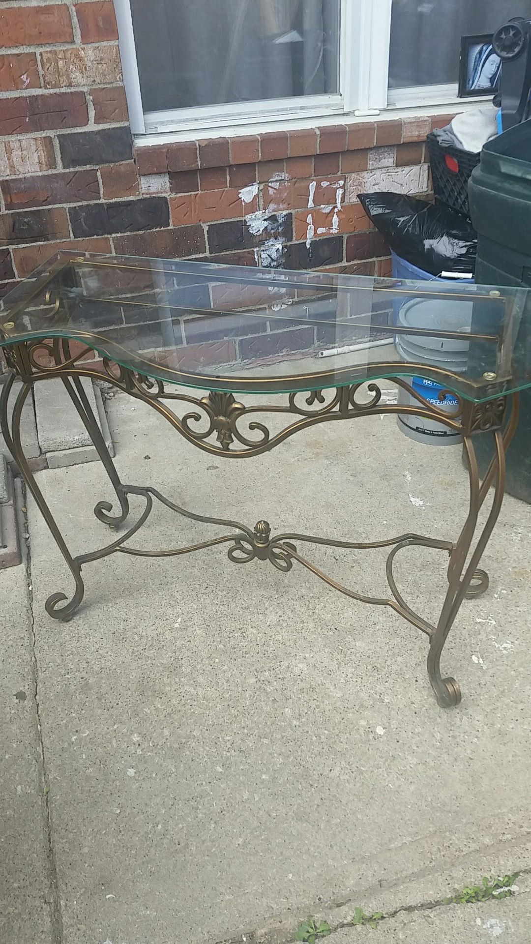 Glass metal table