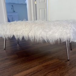 White And Silver Furry Bench 