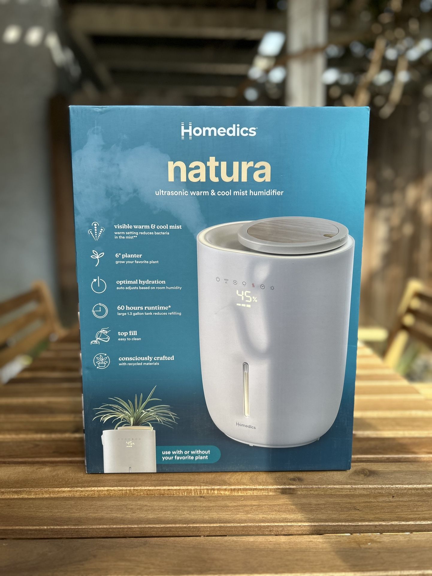 HoMedics Warm/Cool Mist Ultrasonic Humidifier Aromatherapy with Planter 