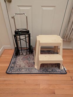 Folding Rolling Cart and Two-Step Stool