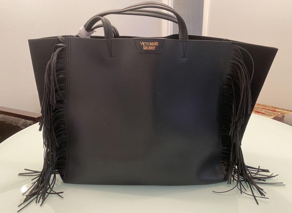 Victoria’s Secret Large Fringe Faux Leather Tote Bag NEW 