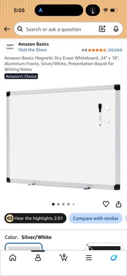 Amazon Basics Magnetic Dry Erase Board 24”x18”H