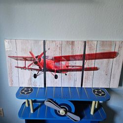 Red Bi-plane Wall Art