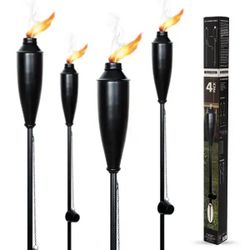 2 packs4-Pack Outdoor Metal Torches — 60” Garden / Patio Torches