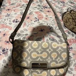Silver And Yellow Coach Bag 