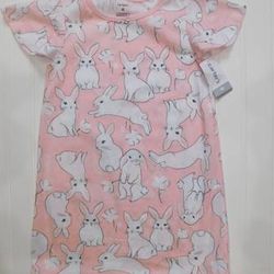 NWT Carter's Girls 4T Pink Bunny Rabbit Nightgown Gown Sleepwear