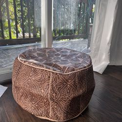 Handmade Moroccan Leather Pouf Ottoman – Authentic Artisan Craft