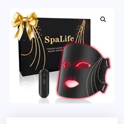 Valentine’s Gift SpaLife 7-Colour LED Light Therapy Face Mask – Rejuvenating Photonic Mask for Anti-Ageing & Hydration, 3 Light Settings, Remote Contr