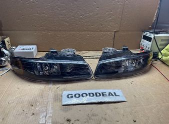 #OH73 Fit 96-99 Caravan Voyager Black Amber Headlights 