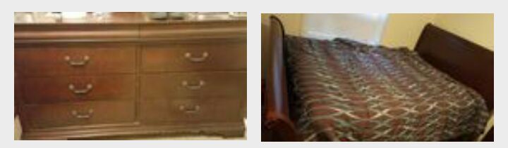 3 Piece Cherry Oak queen sleigh bed