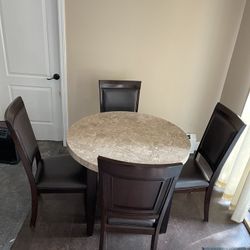 Kitchen Table With Stone Top  And 4 Chairs 