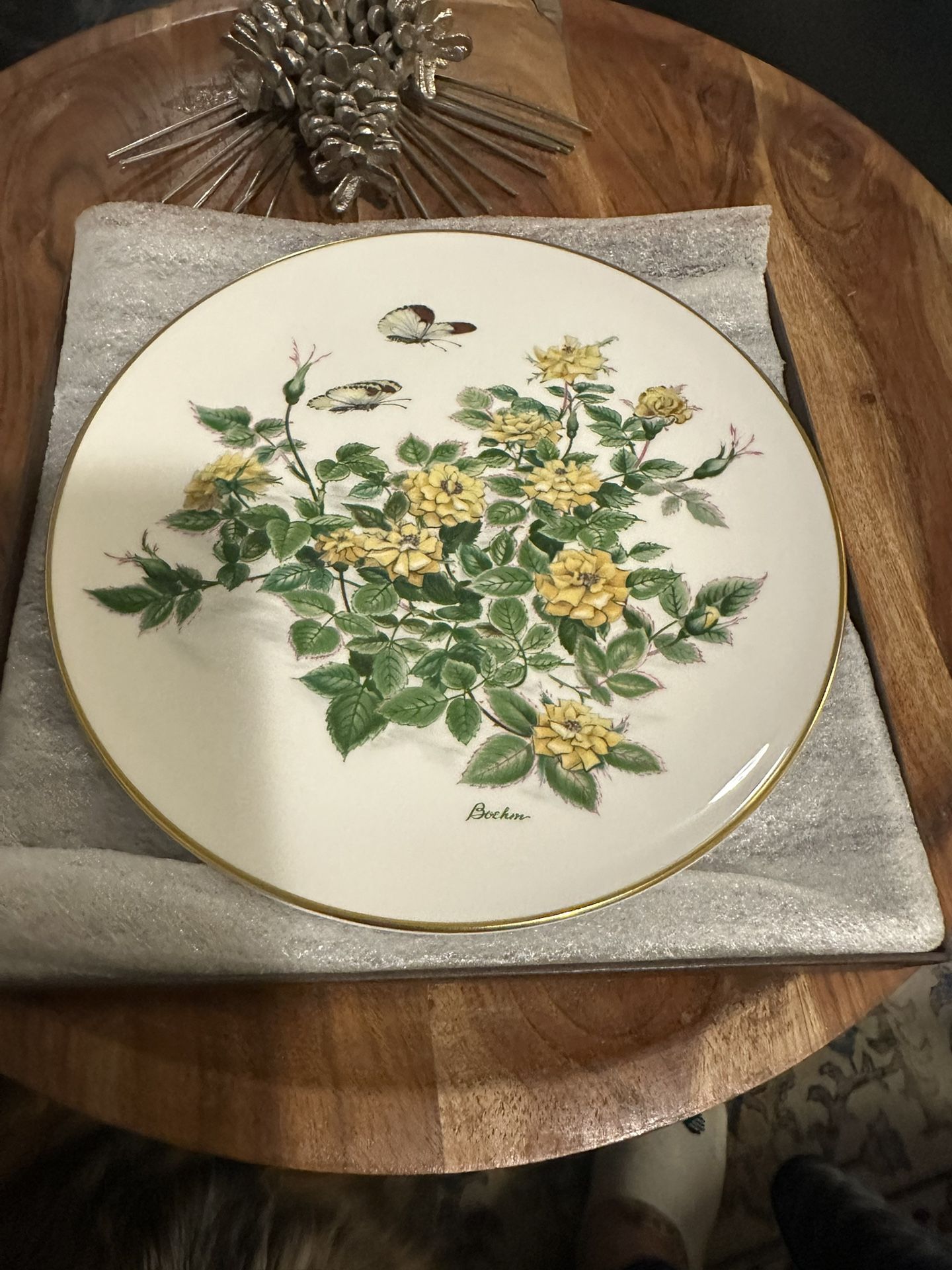 Boehm Fine English Bone China Miniature Rose “Rise n’ Shine Plate