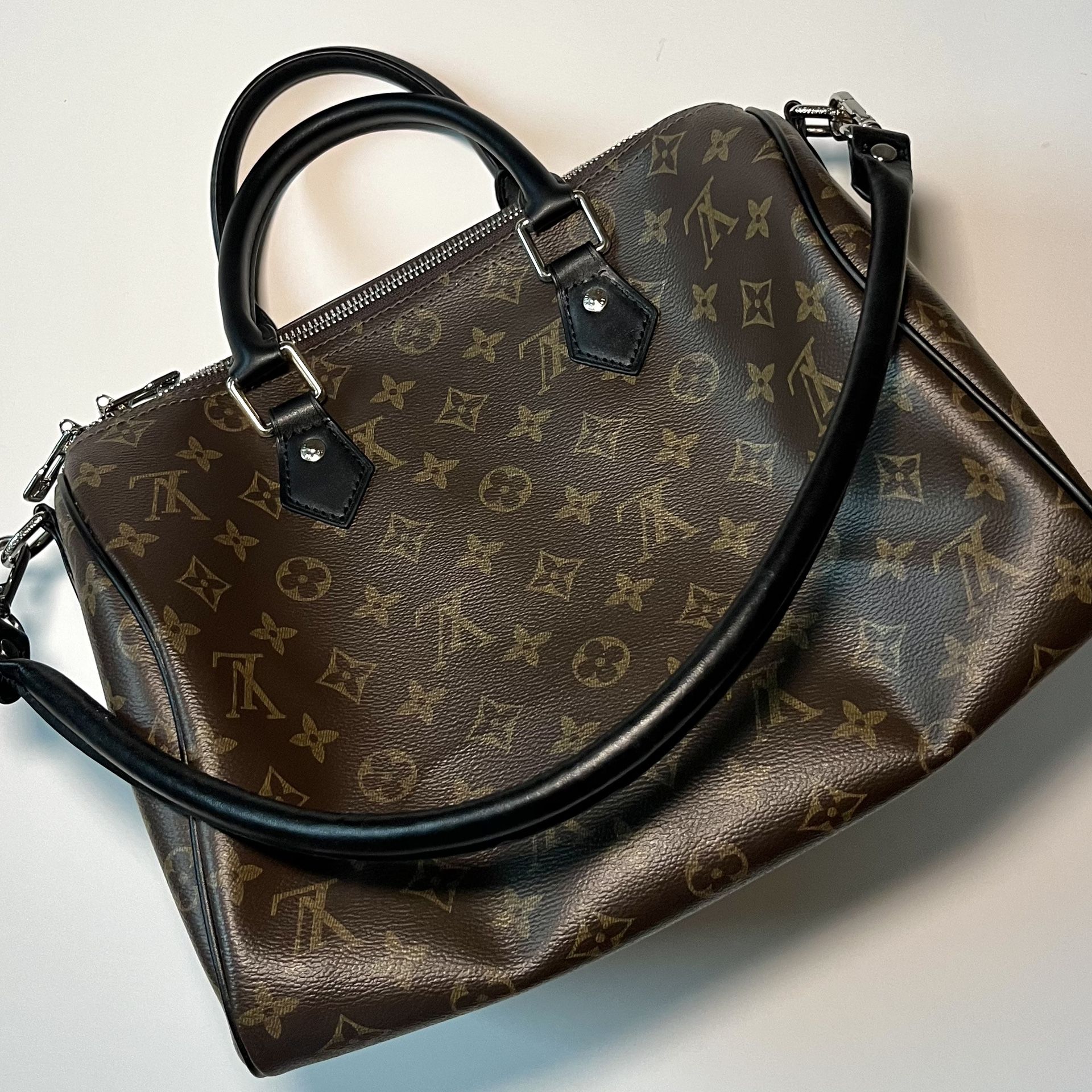 Women’s Monogram Bag Purse Black Silver Hardware Speed Bag
